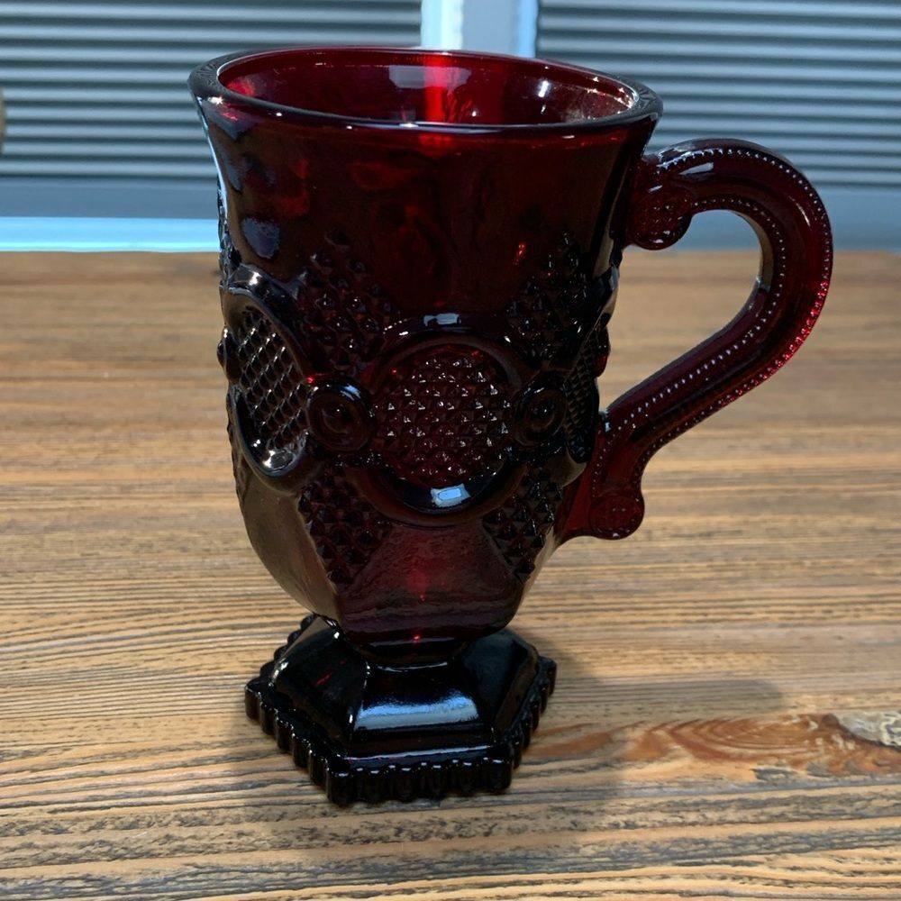 Avon Vintage Cape Cod Deep Red Glass Mug